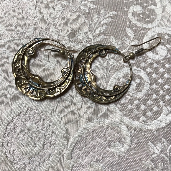 Art Deco BoHo Dangle Hoop Earrings - Picture 3 of 6